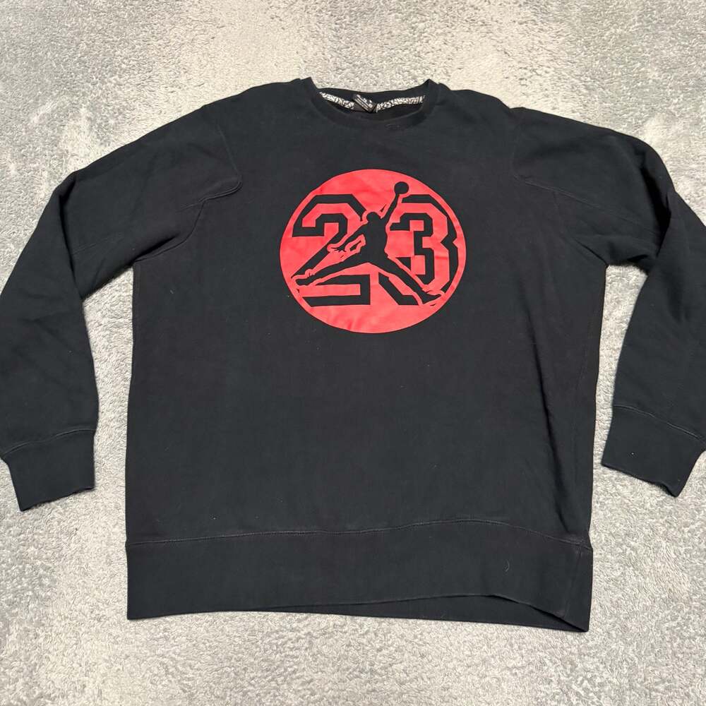 Air Jordan 23 Jumpman Crewneck Sweatshirt Mens XL 634491-010 Black Red Pullover